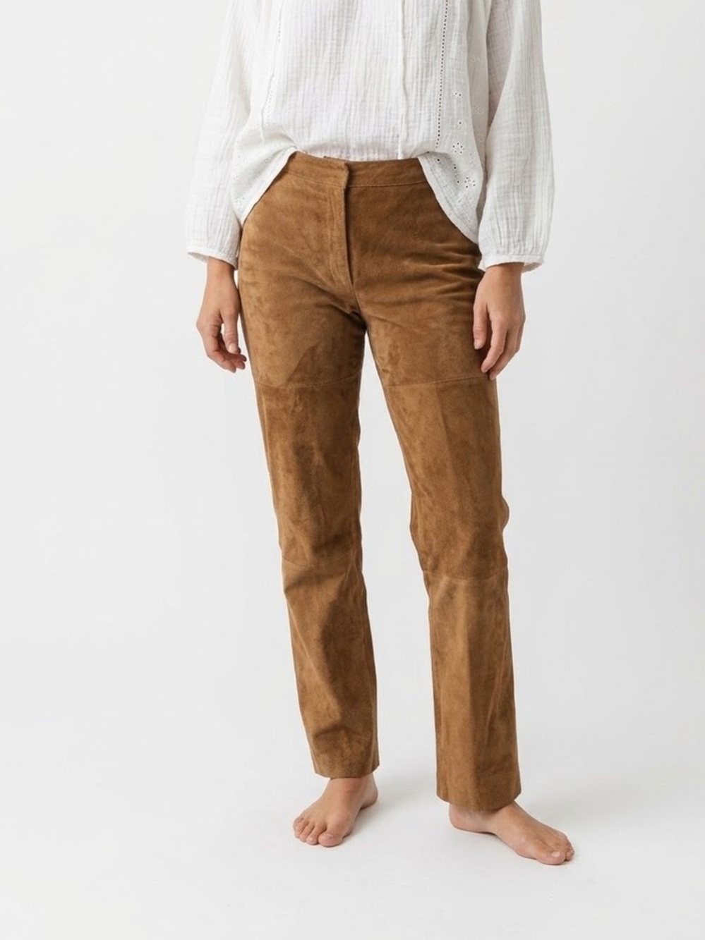 ST JOHNS BAY Vintage Tan Suede Pants Trousers Fully Lined Zipper Boho Size 14